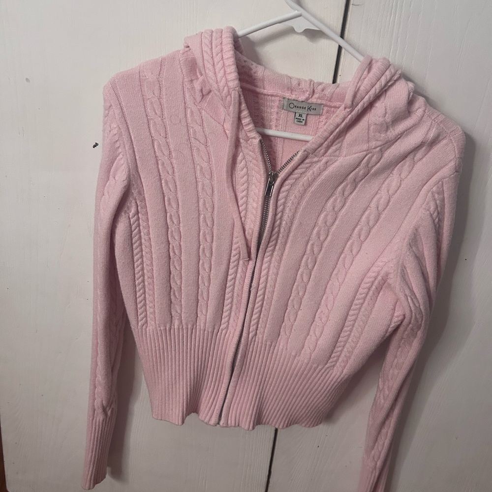 Women's Pink Cable Knit Sweater